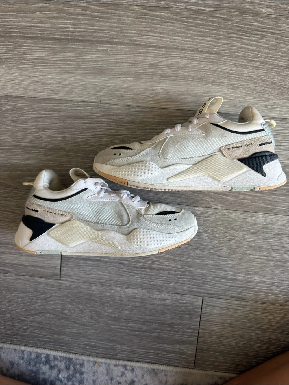 Puma RS-X Neutral White, Gray and Beige Athletic Sneakers size 8